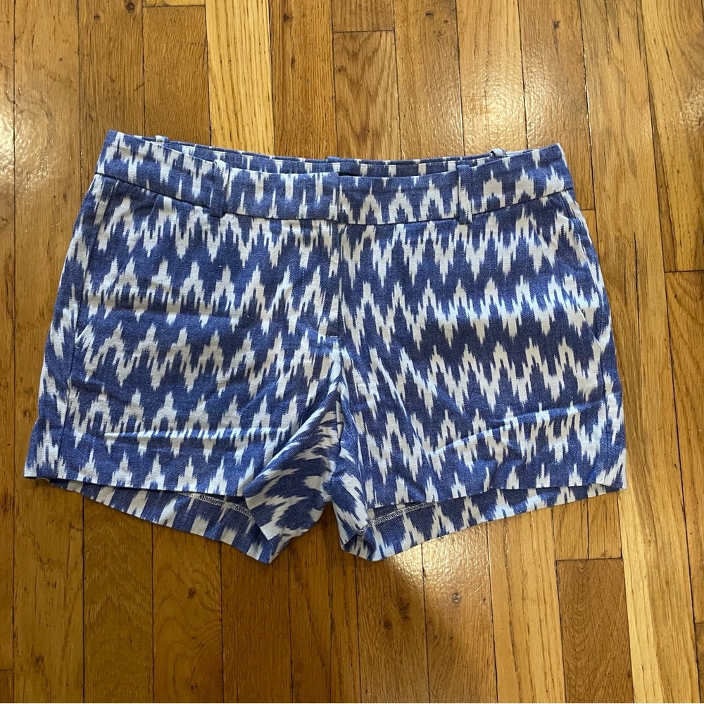 J. Crew blue and white patterned 3” inseam shorts